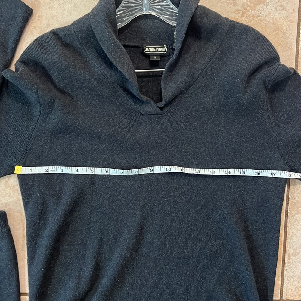 VTG JEANNE PIERRE‎ Charcoal Gray Cotton Knit SET, Sz S Long Sleeve Top & L Skirt - Picture 9 of 13
